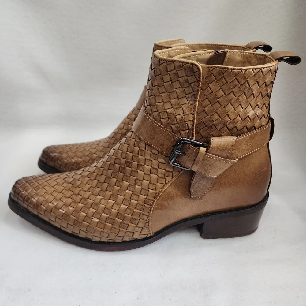 Calto K30524 Men 11 Boot Brown Leather Invisible Height Increasing Elevator Boot